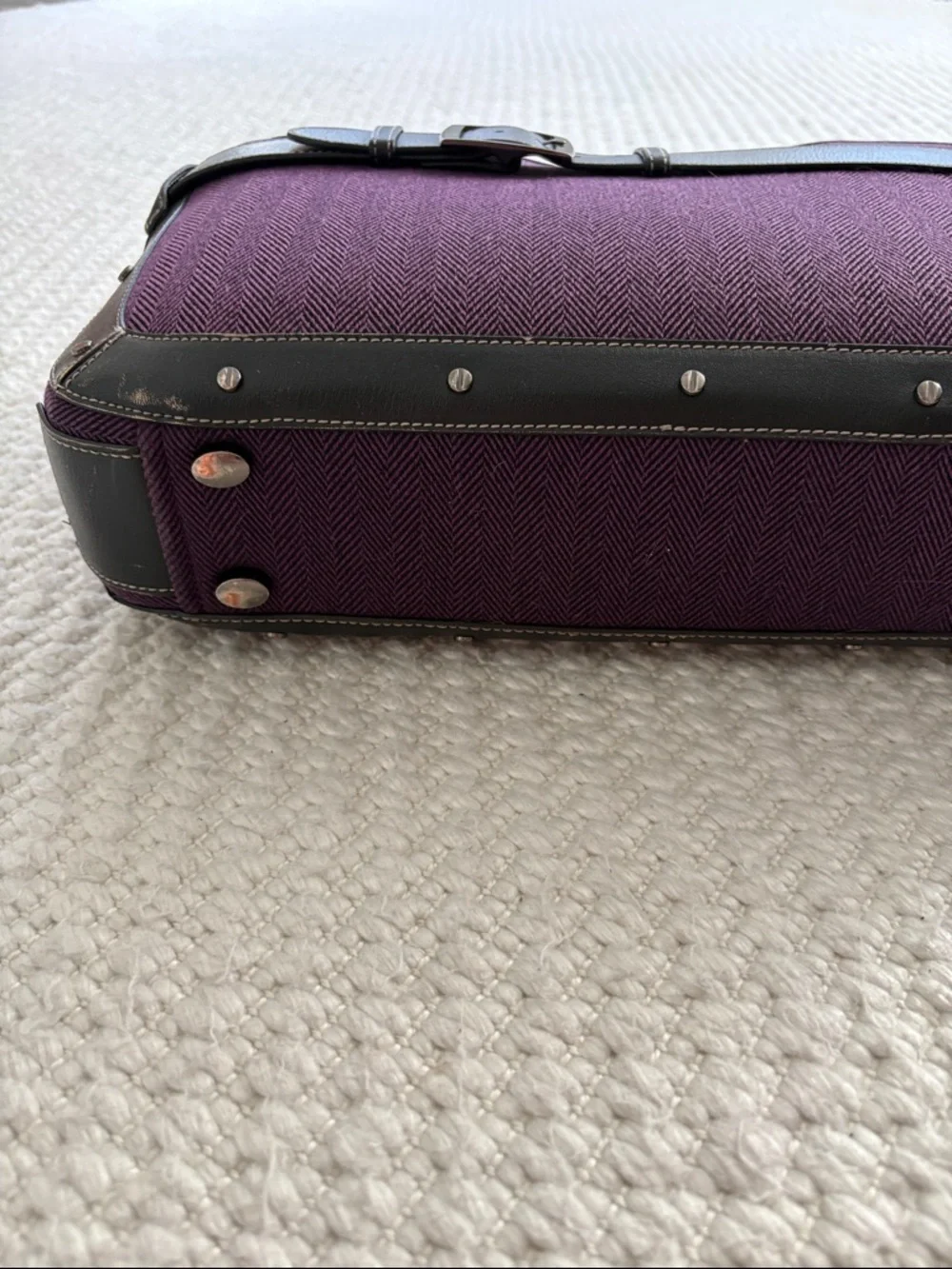 Samsonite Black Label Purple Men's Travel Briefcase with Black Leather Trim